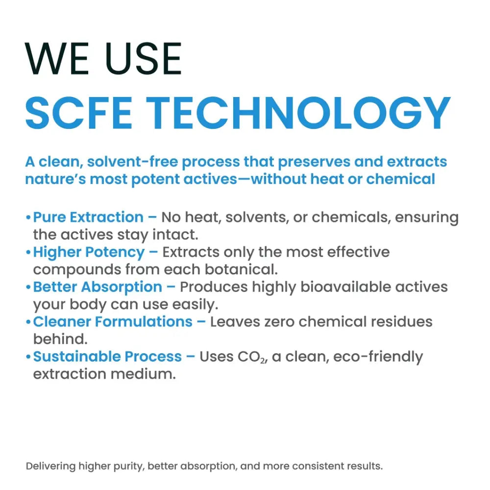 Promotional text about SCFE technology used in a product or process.