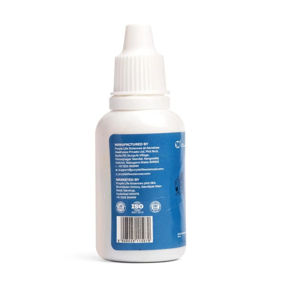 Bottle with blue label on a white background