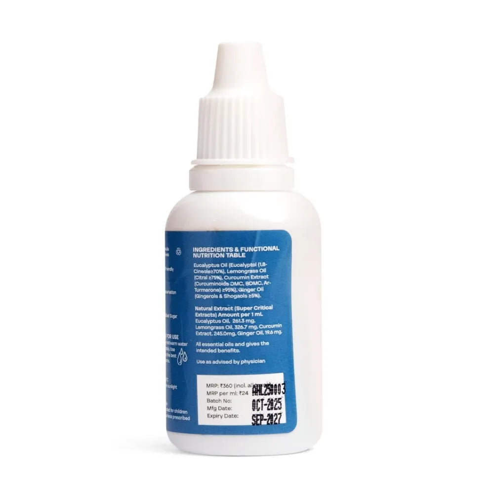 Bottle with a blue label on a white background