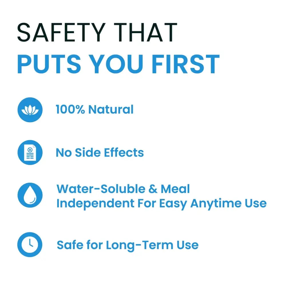 Promotional text highlighting safety features of a product on a white background