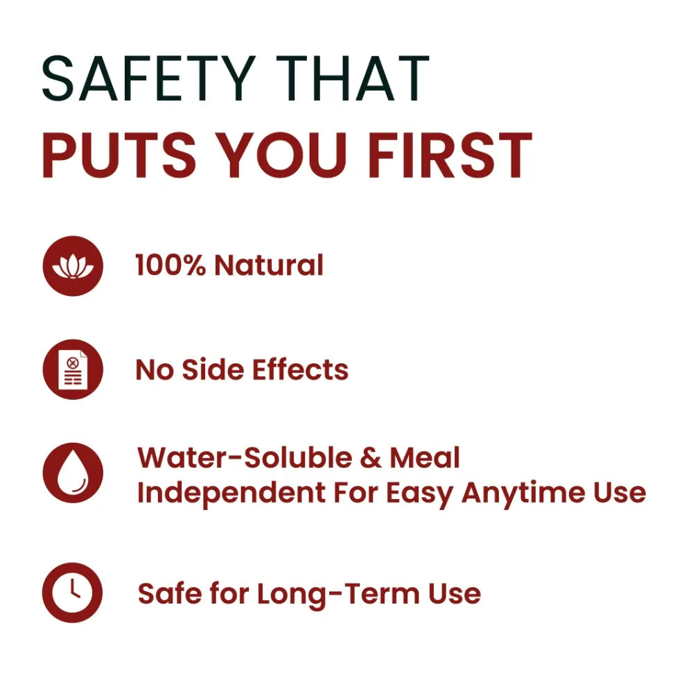Promotional text highlighting safety features of a product on a white background