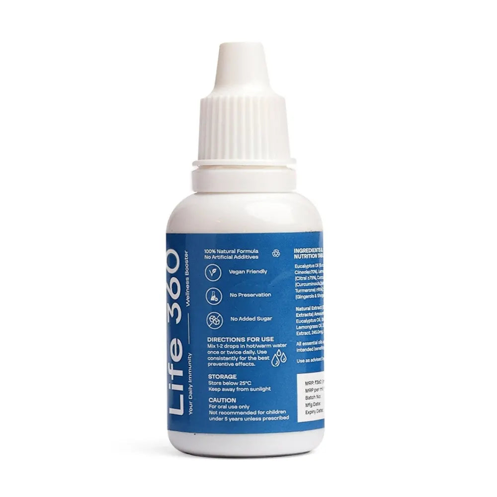 Life 360 supplement bottle on a white background