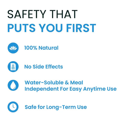 Promotional text highlighting safety features of a product on a white background